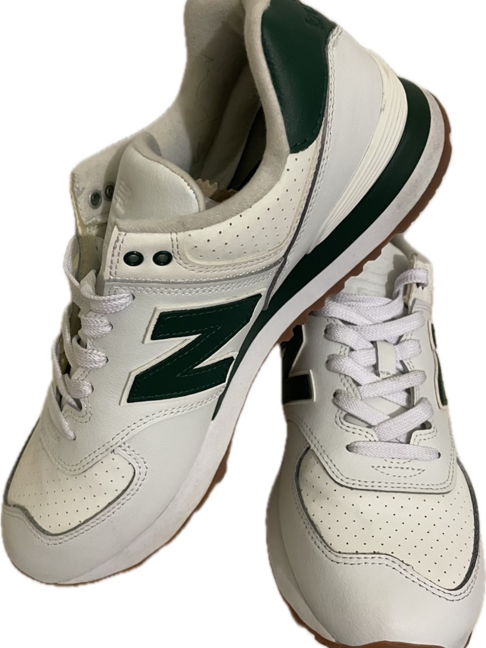 New Balance 574 'Men’s White Green' Sneakers Size 9.5 w-Box